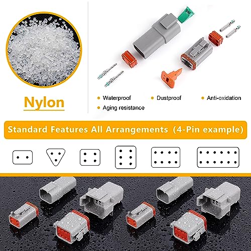 knoweasy 540PCS Deutsch DT Connectors Kit- Automotive Electrical Connector,2/3/4/6/8/12 Pin DT Connectors with Removal Tool for Construction, Truck, Marine