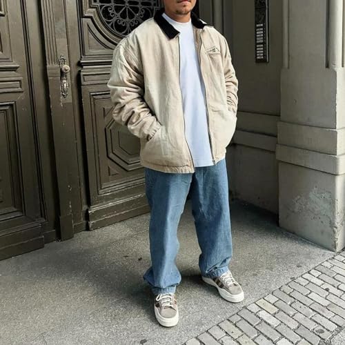 Men Jeans Straight fit High Waisted Work Jeans Relaxed Fit Baggy Denim Jeans Pants4