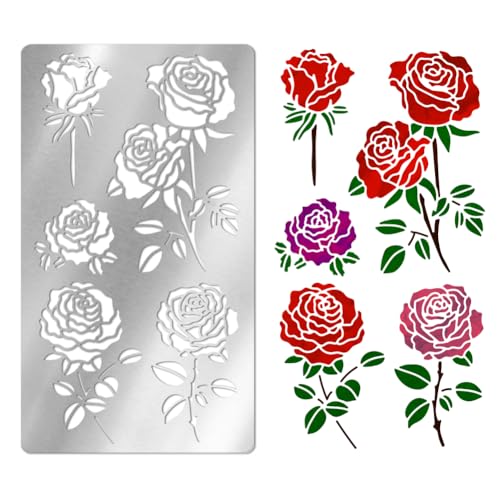 UNICRAFTALE Rosen Metallschablone Blumen Schicht Zeichenschablonen Edelstahl Malschablonen Wiederverwendbare Blumenschablone Zum Malen Auf Wand Leinwand Holz Basteln Möbel Papier UNICRAFTALE Rosen Metallschablone Blumen Schicht Zeichenschablonen Edelstahl Malschablonen Wiederverwendbare Blumenschablone Zum Malen Auf Wand Leinwand Holz Basteln Möbel Papier