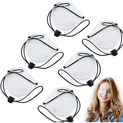 Vandorla Eye Shield, 6 Pcs Plastic Eye Shield Eye Patch for Eye Protection Eye Surgery Covering Breathable with 6 Elastic Rope, Transparent Cover