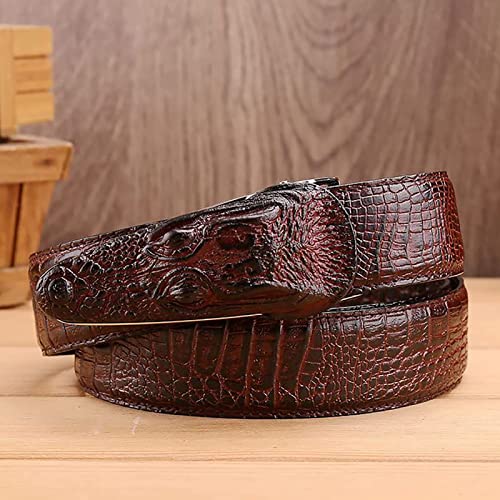 Alligator Pattern Leather Belt Men's Crocodile Head Style Buckle Waistband for Formal Work or Casual Jeans and Cowboy (115cm/waist:39", Coffee)2