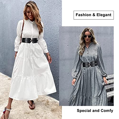 Image of PALAY Belt for Women Fashion PU Width Belts, Waist Belt for Women Metal Buckle Design Interlocking Buckle Vintage Brown Corset Belts for Blouse Blazer Dress (23-33 inches)