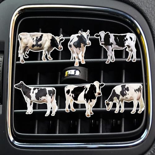 Image of Black and White Cows Car Vent Clip,Car Air Fresheners Vent Clips Cute Car Vent Decorations,Bling Car Diffuser Car Interior Decoration Charm Car Vent Interior Accessories (6 Pcs Black and White)