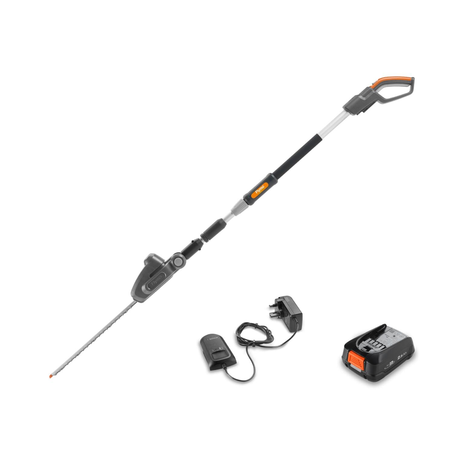 Flymo 18V UltraCut Reach 420 Cordless Telescopic Hedge Trimmer -With 18V POWER FOR ALL Battery, 42cm cutting with, 3m extendable reach, 90° adjustable head, POWER FOR ALL Alliance