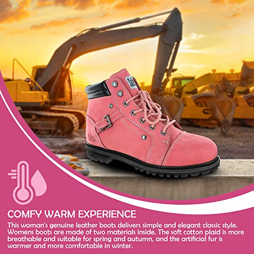 Fusion English Waterproof Work Boots - Pink Steel Toe 8M | Leather Work Boots Equipped with A Rugged Goodyear Welt Construction, Oil Resistant Outsoles and Cushioned Insoles4