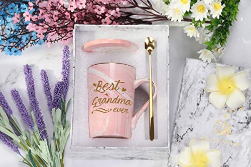 Best Grandma Mug Best Grandma Ever Mug Grandma Gifts Birthday Mothers Day Gifts For Grandma From Granddaughter Grandson Grandchildren Grandkids 14 Ounce Exquisite Box Spoon And Mug Mat Pink #TOP6