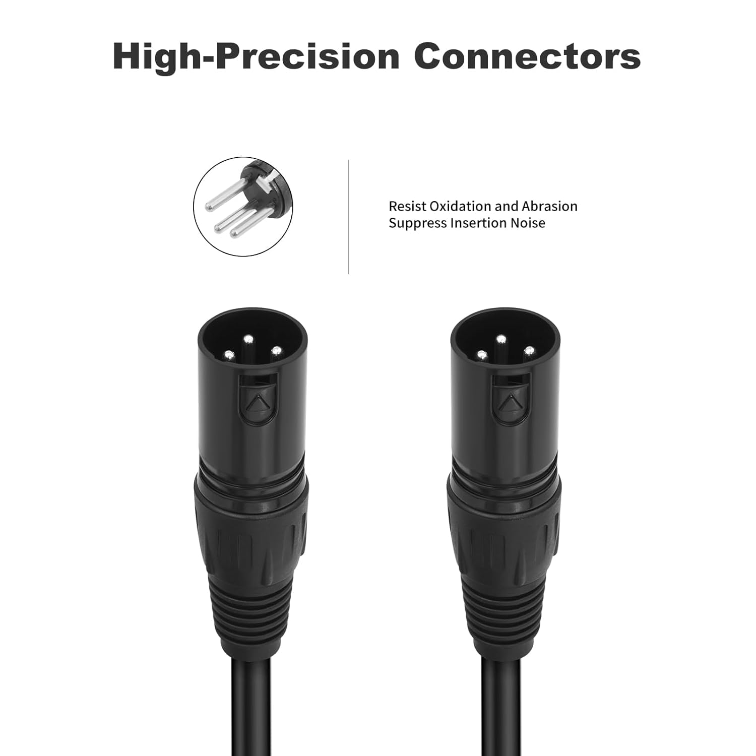 Paquete de 2 cables de micrófono XLR macho a macho, 33 pies, cable de audio equilibrado profesional con cobre libre de oxígeno, conectores chapados en oro, para estudio, escenario, sistemas