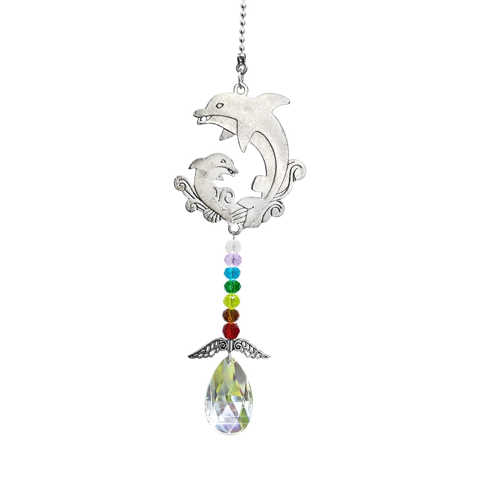 Peili Crystal Decor Car Hanging Accessories Suncatcher with Wings Sun Catchers for Windows,Hanging Crystals Sun Catchers Decor (Dolphin)