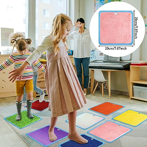 Image of Boao 8 Set Mini Sensory Mats Assorted Textured Play Mats Sensory Floor Tiles Educational Tactile Toys for Activity(7.9 Inch,Square)