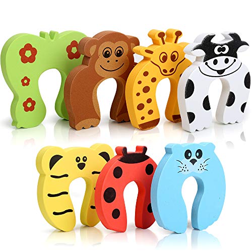 7Pcs Finger Pinch Guard, HNYYZL Cartoon Animal Door Stop Soft Foam Cushion Ba