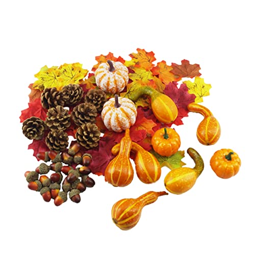 Zerodeko Decorative Acorns Thanksgiving Centerpiece Fall Leaves Decor Desk Topper Autumn Decorations Fall Decor Leaf Decor Autumn Leaf Home Decor Dining Room Table Decor Pumpkin Artificial
