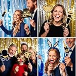 30 Pieces Photo Booth Props, Gold Black Glitter Photo Booth Props for Birthday, Wedding, Graduation, Bachelorette Party, Happy New Year Eve Party Decorations Supplies - Image 4
