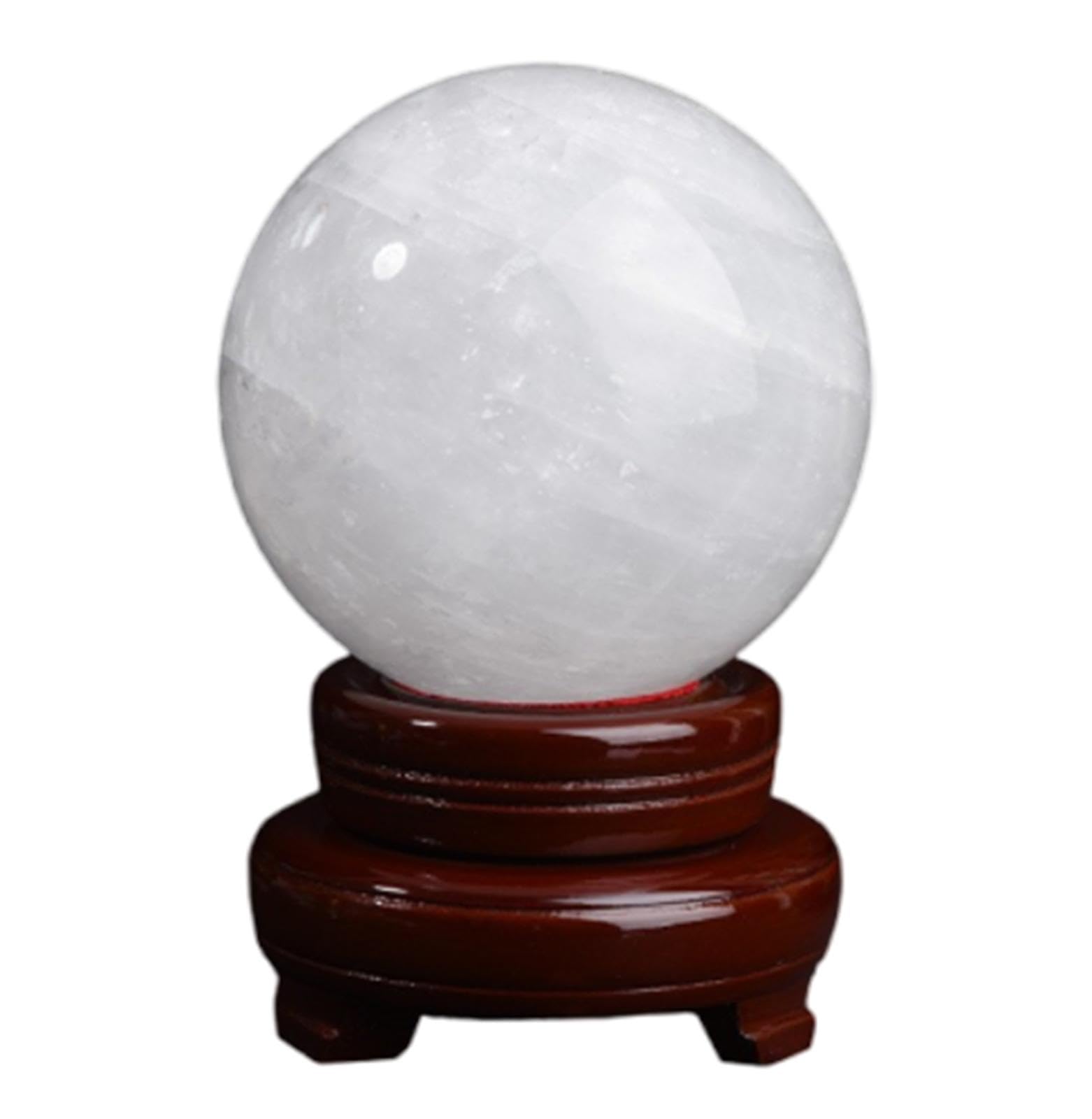 DPURPIWADY White Calcite Sphere Quartz Crystal Ball Divination Gemstone Sculpture Figurine Precious Gifts for Family and Friends,8cm