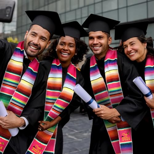 Mexican Embroidery Graduation Stole Class of 2024, Hispanic Stole Graduate Looking for a Soft Graduation Stole3