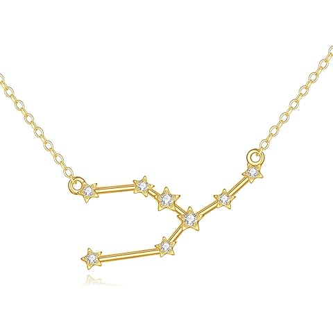 KECHO 14K Real Gold Zodiac Necklace Constellation Pendant 14K Solid Gold Jewelry Gifts for Women