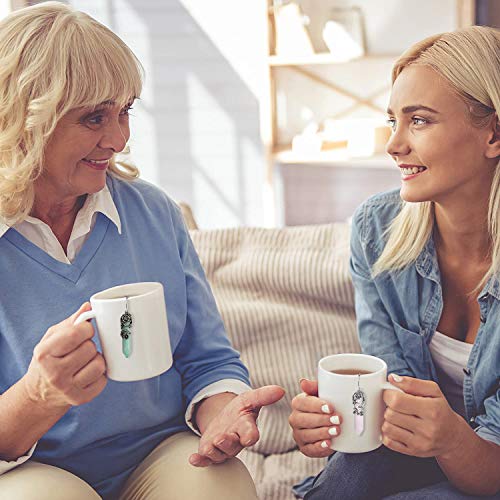 Teasanavie 2 Pack Healing Crystal Pendant Loose Tea Steeper Tea Infusers Tea Strainers For Couple Gift,Antique Silver Flower Wrapped Natural Gemstone Hexagonal 18/8 Stainless Steel Fine Mesh Tea Ball #TOP6