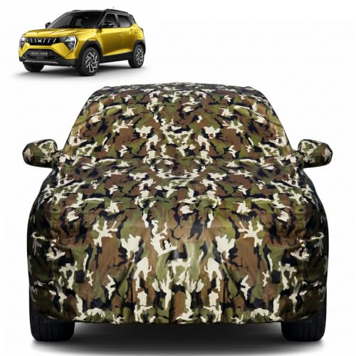 Image of Pivalo Car Body Cover for Mahindra XUV 3XO All Model & Years (2024-2026) 100% Waterproof with Mirror Pockets, Triple Stitched Dustproof Heat Resistant UV Protection (Military /Jungle /Camouflage)