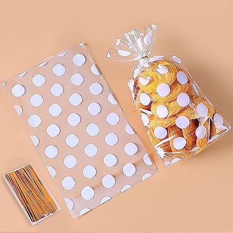 100 Pcs Cellophane Treat Bags with Twist Ties, 5x8 In Treat Bags Good for Bakery, Cookies, Candies, Cookie Bags for Gift Giving (QX105) Cover