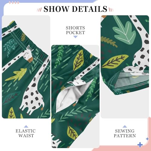 ZZXXB Giraffe Palm Leaves Boys Long Pants Soft Trousers Elastic Waist Kids Lounge Bottoms with Pockets S-XL4