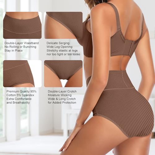 Image of UMMISS Womens Underwear Cotton High Waisted Tummy Control Panties Plus Size Full Coverage Ladies Briefs