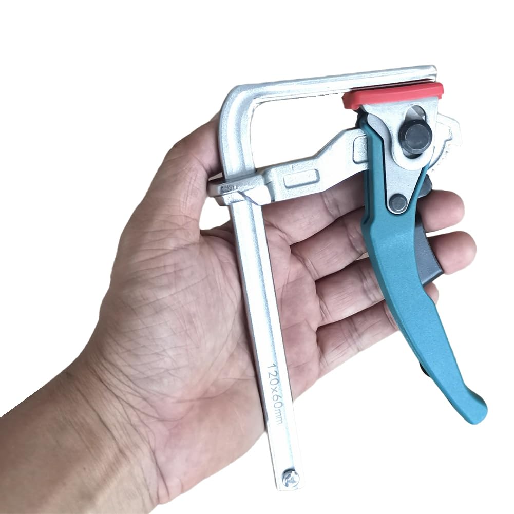 Osmond Cyan Handle Quick Ratchet Track Clamp Woodworking Track Clamp Cyan Ratchet Track Clamp 120x60mm