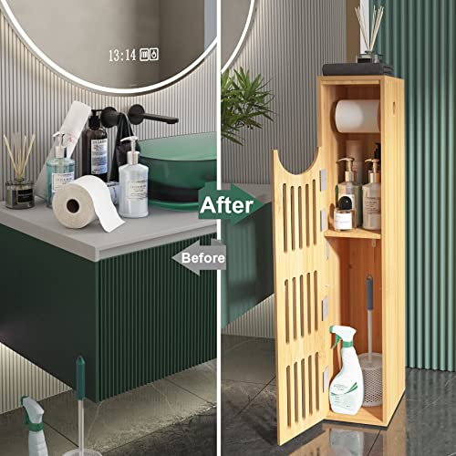 Amazerbath TOILET PAPER STORAGE CABINET 2.0 Toilet Paper Storage Cabinet Bamboo, Toilet Paper Holder thumb #3