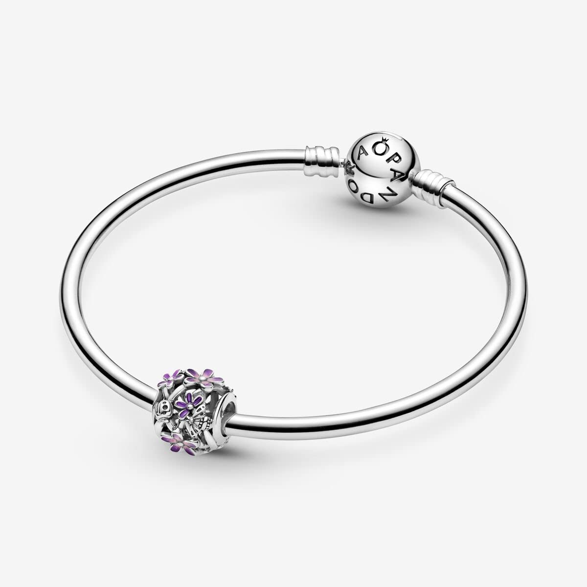 Pandora Kobiety Moments Fioletowa Stokrotka Zawieszka, Srebrny/Fioletowy, 1.12 cm