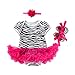 BabyPreg Bebé Infantil Leopardo Cebra Vestido Estampado Tutú de algodón Zapatos de Vestir Diadema 3 Piezas (S / 3-6 Meses, Cebra)