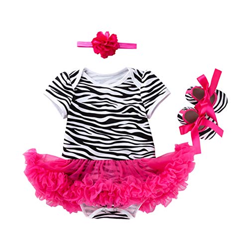 Infant Baby Leopard Zebra Printed Outfit Cotton Tutu Dress Shoes Headband