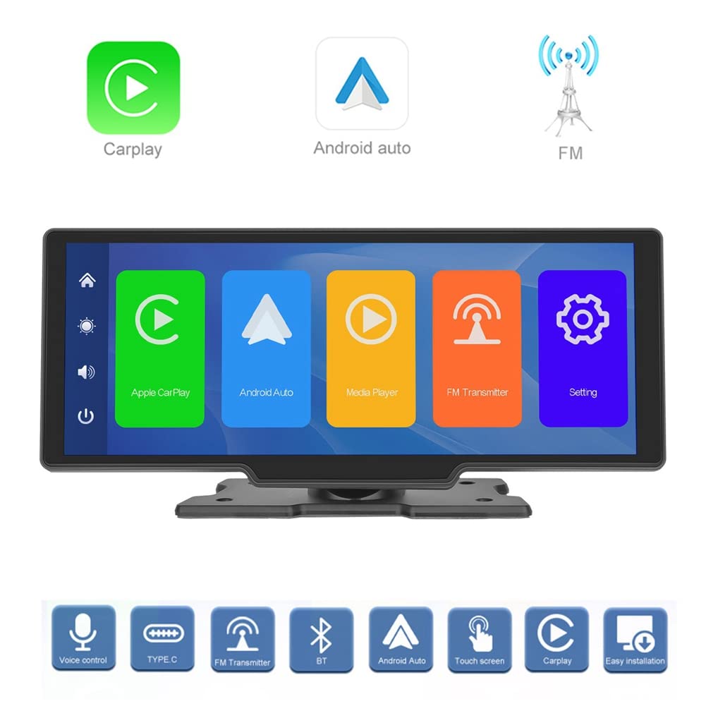 Energetic Carplay 10,26 Pollici e Autoradio Android con Controllo Vocale Trasmettitore FM Bluetooth Mirrorlink Multimedia