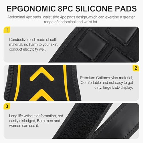 Unegnel Elettrostimolatore Muscolare,Elettrostimolatore Addominali Con 10 Modalità E 30 Intensità,Ems Elettrostimolatore Muscolare Usb Ricaricabile, Uomo Donna Attrezzo Fitness Home - 7