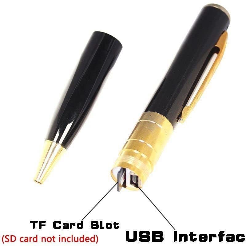 Image of SIRGAWAIN Limited Edition Silver 1080p Ultra HD Pen Camera Video and Audio Recording Spy 4K Camera with 1920px HD Video Audio for Long Time Recording, Black (Golden HD Pen Camera)