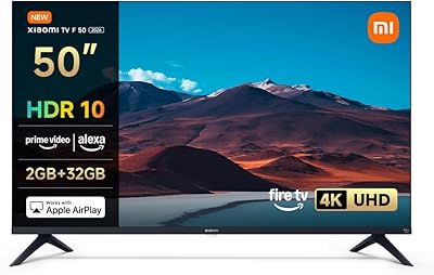 XIAOMI TV F 50, 50 pollici (127 cm), 4K UHD, Smart TV, Fire TV, Triple Tuner DVB-C/S/S2/T/T2,HDR10, MEMC, Modalità Game Boost 120Hz, Controllo Vocale Alexa, 2GB+32GB, Compatibile con AirPlay
