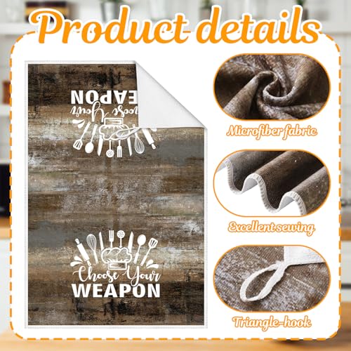 Image of Bencailor 6 Pcs Farmhouse Kitchen Towels Brown Kitchen Decor and Accessories Dish Towels Absorbent Fast Drying Hand Tea Vintage Hanging Reusable Cleaning Dishcloths for Cooking Farmhouse Accessory