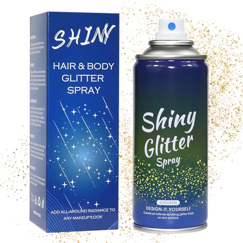 Pure Gold Glitter Spray for Face Body Hair and Clothes Holographic Glitter Hairspray for Festival Rave Prom Concert Stage Makeup Quick Dry Long Lasting Shimmer Lightweight 4.05 fl oz