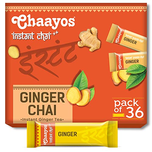 Chaayos Instant Tea Premix – Ginger – Regular Sugar (14g * 36 Sachets) (Makes 100 ml) | Ginger Tea | Adrak Chai | 1 Min Tea