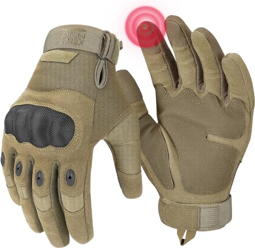 KEMIMOTO Guantes Moto Hombre, Guantes Moto Pantalla Táctil Protección, Tácticos Militares Dedo Completo Antideslizante para MTB ATV Escalada Paintball Motocross