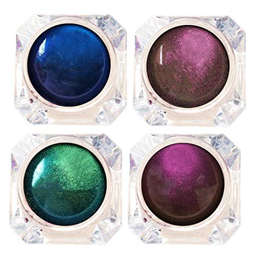 Multi-Chrome Shade Shifting Makeup, 4 Set Iridescent Shimmer Eye-shadow Pigments Powder Eye Shadow for Eye Shadow Accenting Lip Adjustment Nail, Change Colors When You Move in Different Angles