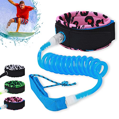 Surf Sup Board Leash,Correa para Tabla de Surf 7mm 4ft TPU Paddle Board Leash,Stand Up Paddle Board Cuerda Pierna Acolchada Correa para el Tobillo 360 ° Giratorio para Todos Tabla de Surf (Blue)