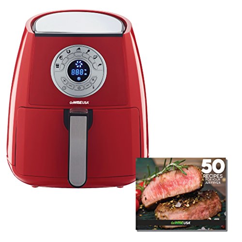 GoWISE USA 3.7-Quart 7-in-1 Air Fryer with 7 Cook Presets + 50 Recipes for your Air Fryer (Chili Red)