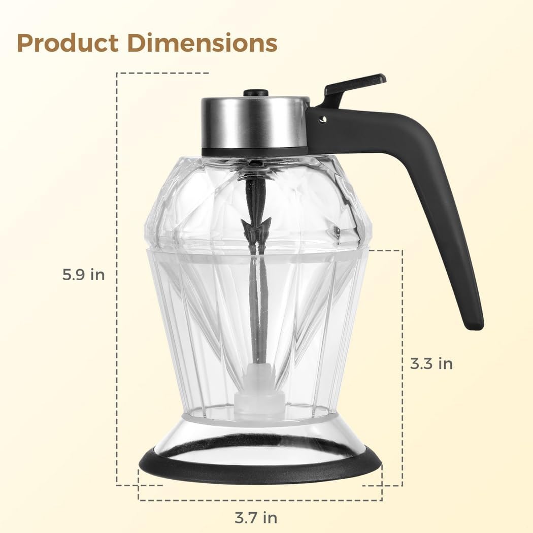 Elegant Diamond-Shaped Glass Honey Dispenser, Syrup And Sauce Jar With Stand Base, Drip-Free Honey Pot For Oil, Vinegar, And Soy Sauce