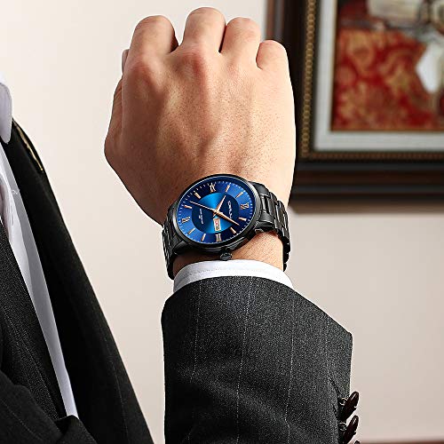 Image of CRRJU Men's Fashion Luxury Stainless Steel Watches for Men Business Auto Date Chronograph Analog Quartz Wristwatches