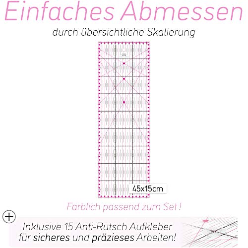 Lange & König A2 rolsnijder set incl. A2 snijmat, rolsnijder, 5 reservemesjes, patchwork-liniaal + 20 stofklemmen als… - Image 4