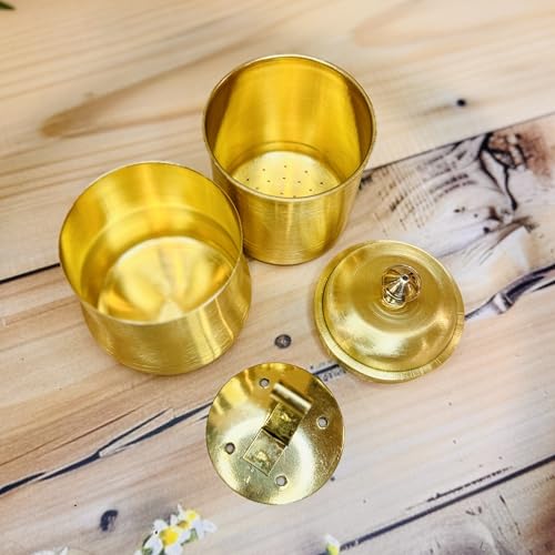 Image of Brass Coffee Filter | South Indian Traditional Style Coffee Maker | Handcrafted Copper Finish Filter Kaapi Brewer | Metal Coffee Filter for Home Kitchen Use Drinkware Tool