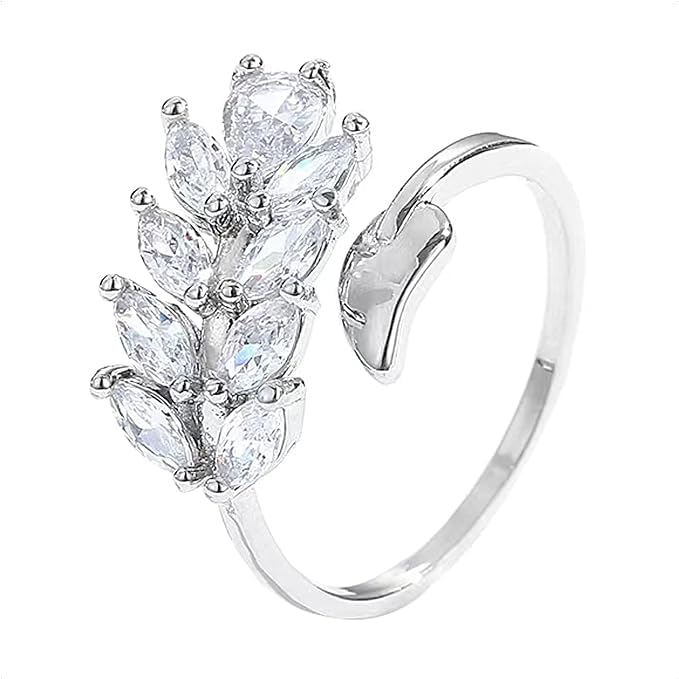 SV Adjustable Open Rings, Leaf Silver Ring, Womens Zirconia, Thumb Ring, Fashion Jewellery, Rings, Index Finger Ring Jewellery Gifts for Women (B0D2KGKNTN) Amazon Price History, Amazon Price Tracker