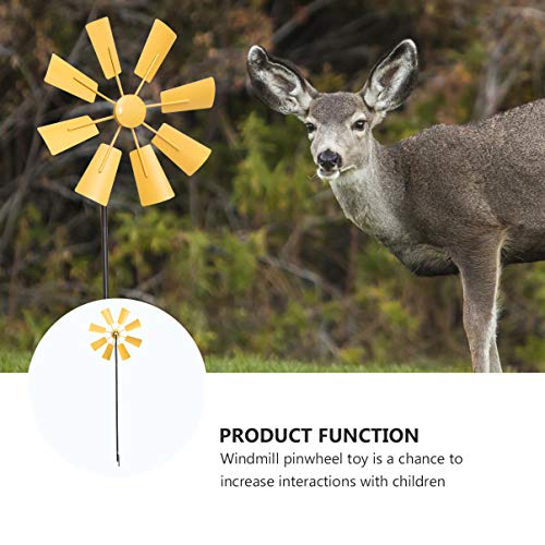 YARDWE - Estaca cinética para moinho de vento em metal amarelo para quintal decoração de arte de jar