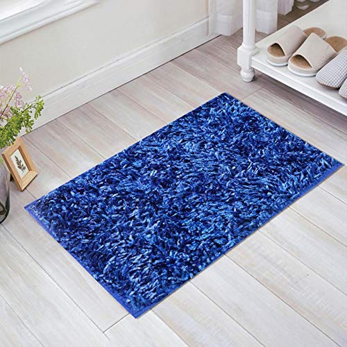Image of CASA-NEST Premium Anti Skid Bath Mat,Super Soft Doormat,Shaggy Microfiber,Washable,Size=16x24 inchColor-Blue
