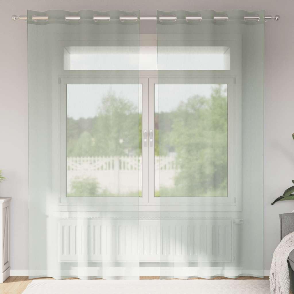 Rideaux en voile gris clair 140x225 cm avec œillets pour salon et chambre