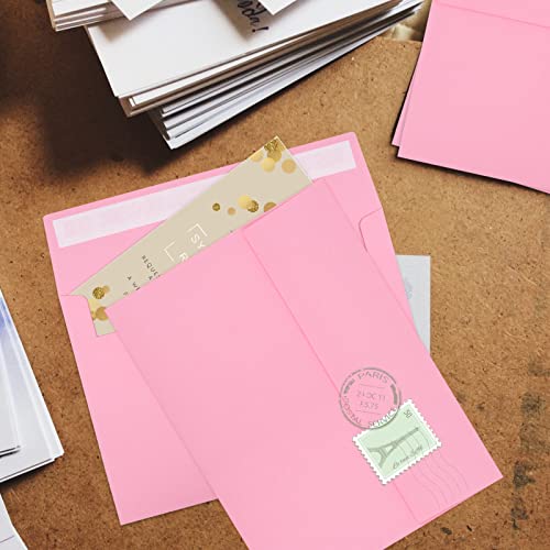 Image of 50 Packs 5x7 Envelopes, A7 5x7 Envelopes for Invitations, Printable Invitation Envelopes Self Seal for Weddings, Invitations, Photos, Greeting Cards, Mailing (Pink)