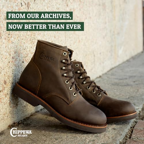 Chippewa Men's Classic 2.0 6" Steel Toe Lace Up Work Boot - Slip-Resistant, Safety Toe Boots4